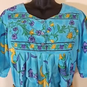 Vintage Phases Floral Cotton Maxi Dress, 1X